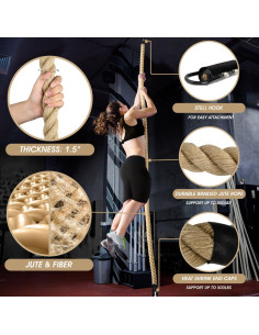 Cuerda de Escalada Yes4All 3.05m Yute para Fitness y Entrenamiento 2