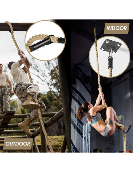 Cuerda de Escalada Yes4All 3.05m Yute para Fitness y Entrenamiento