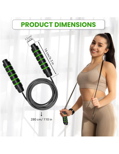Cuerda de Saltar Ajustable Genérico 279.4 cm con Mango Ergonómico