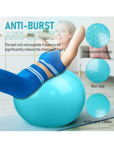 Pelotas de Ejercicio Leyndo 2 Pcs 65 cm Antiburst Turquesa