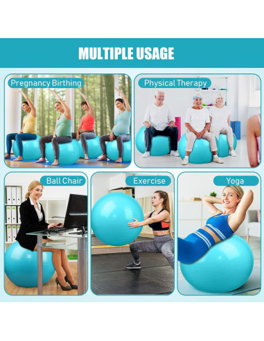 Pelotas de Ejercicio Leyndo 2 Pcs 65 cm Antiburst Turquesa