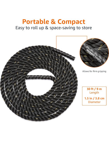 Cuerda de Batalla Amazon Basics 1.5" x 9.14m para Entrenamiento
