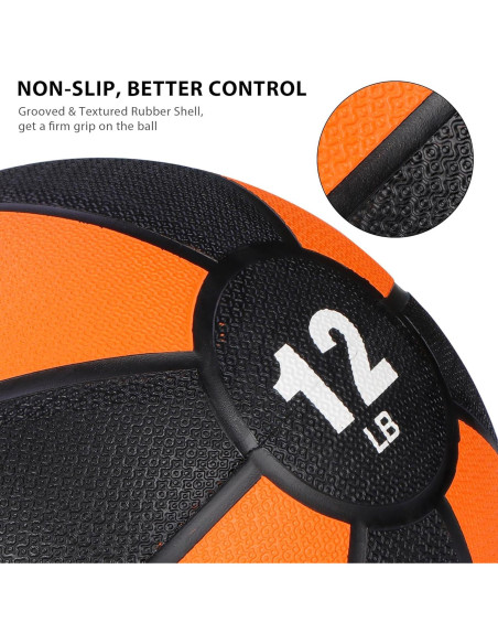 Balón Medicinal F2C 5.44kg Caucho Antideslizante para Fitness