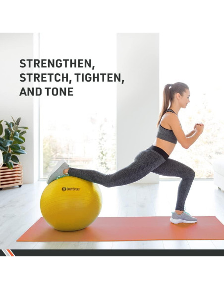 Bola de Ejercicio Body Sport 65 cm Amarillo con Bomba
