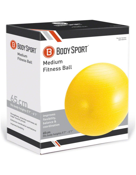 Bola de Ejercicio Body Sport 65 cm Amarillo con Bomba