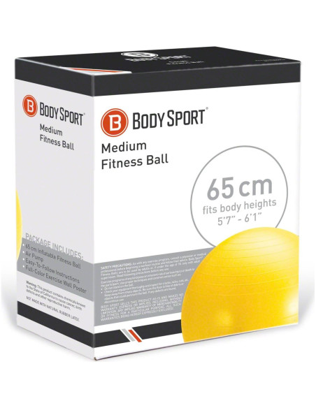 Bola de Ejercicio Body Sport 65 cm Amarillo con Bomba