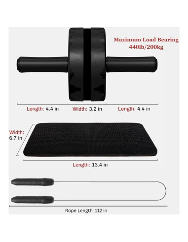 Set Rueda Abdominal y Cuerda para Saltar Genérico - Ejercicio en Casa