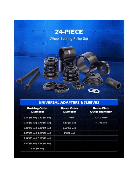 Kit de Prensa de Rodamiento de Rueda Orion Motor Tech 24 Pzas