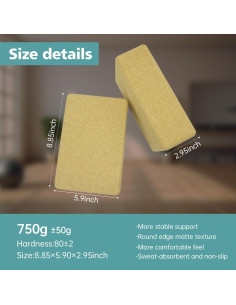 Bloques de Yoga de Corcho Natural Coroar 23x15x8 cm Antideslizante 2