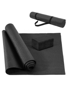 Esterilla de Yoga Fitvids 1/4'' Alta Densidad Antidesgarro Negra