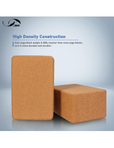 Bloques de Yoga de Corcho JBM - 2 Piezas con Correa 2.44m 2
