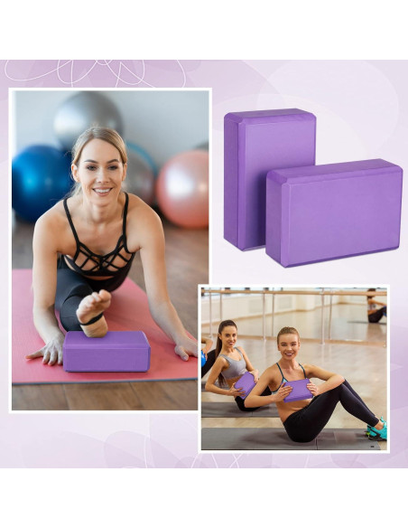 20 Bloques de Yoga EVA Antideslizantes Sotiff Púrpura 23x15x7.6cm