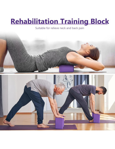 20 Bloques de Yoga EVA Antideslizantes Sotiff Púrpura 23x15x7.6cm