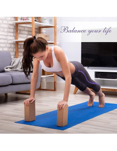 Set de 2 Bloques de Yoga de Corcho Arltb con Correa 2.44m 2