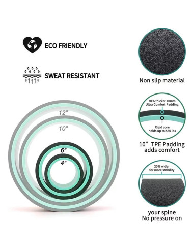 Juego de 2 Ruedas de Yoga FARINOK con Acolchado de 10MM