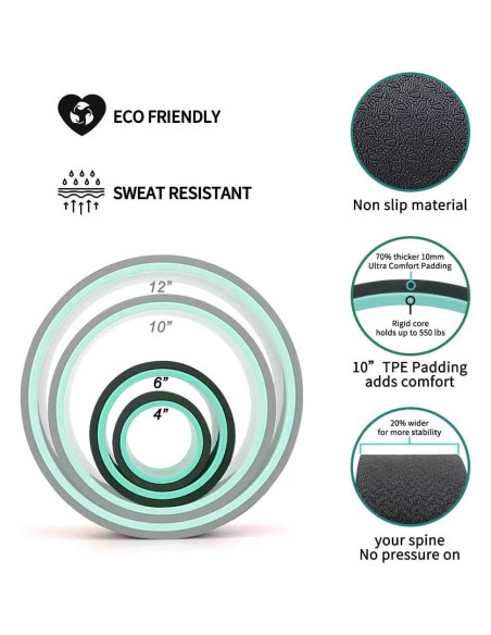 Juego de 2 Ruedas de Yoga FARINOK con Acolchado de 10MM