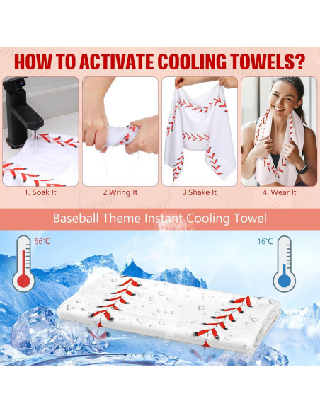 12 Toallas Refrigerantes CraftyDream Microfibra Béisbol 101.6x30.5cm