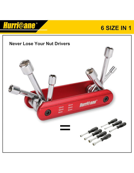 HURRICANE Juego Destornilladores Plegable 6 en 1 Métrico