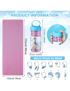 Toalla Refrigerante Hosuly 81x30 cm Microfibra Rosa para Deporte 2