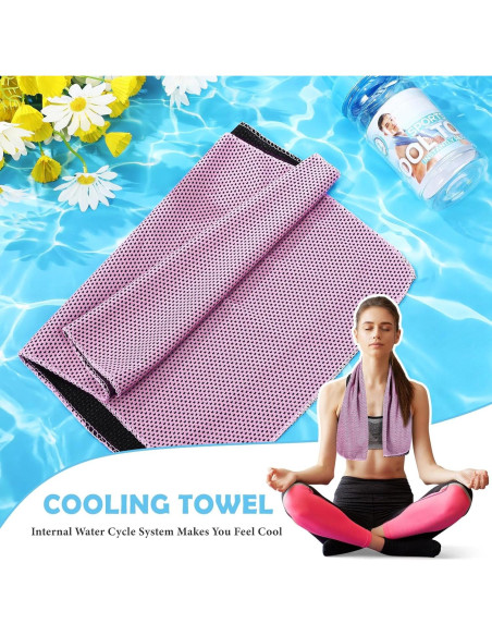 Toalla Refrigerante Hosuly 81x30 cm Microfibra Rosa para Deporte