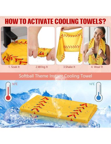 18 Toallas Enfriadoras CraftyDream Amarillo Softbol 100x30cm
