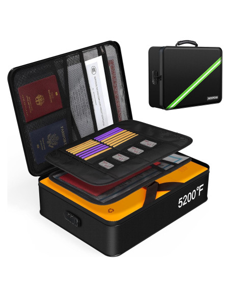 Organizador de Documentos Noiposi F30 A Prueba de Fuego Negro