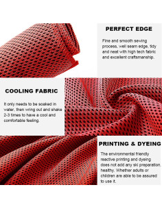 Paquete de 10 Toallas Enfriadoras immoono Microfibra 101.6x30.5 cm Rojo 2