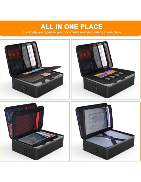 Organizador de Documentos Noiposi F30 A Prueba de Fuego Negro