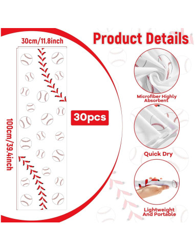 30 Toallas Refrigerantes de Béisbol Party Greeting 101.6x30.5cm