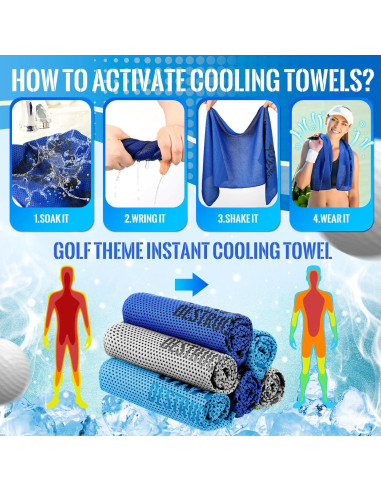 Paquete de 12 Toallas Enfriadoras HunnmingRe Golf 81x30 cm