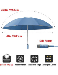 Paraguas de viaje FOGKEY automático compacto 116 cm azul 2