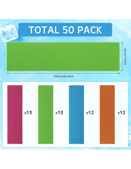 50 Toallas Enfriadoras Shellwei 30x100 cm Microfibra Deportes