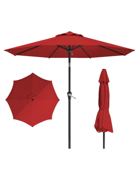 Sombrilla de Patio Tobeos 3 Metros con Manivela y Protección UV Sombrilla de Patio Tobeos 3 Metros con Manivela y Protección UV