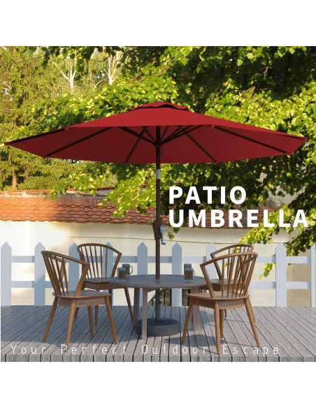 Sombrilla de Patio Tobeos 3 Metros con Manivela y Protección UV Sombrilla de Patio Tobeos 3 Metros con Manivela y Protección UV