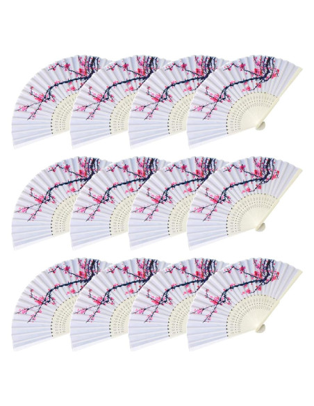 12 Abanicos Plegables Decorativos de Flor de Cerezo LEFTSTARER