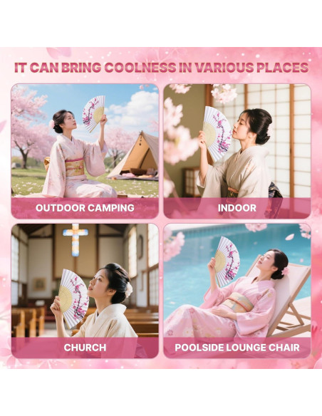 12 Abanicos Plegables Decorativos de Flor de Cerezo LEFTSTARER