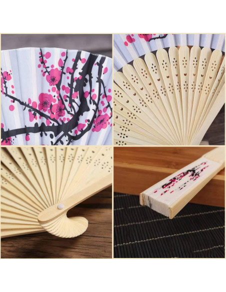 12 Abanicos Plegables Decorativos de Flor de Cerezo LEFTSTARER