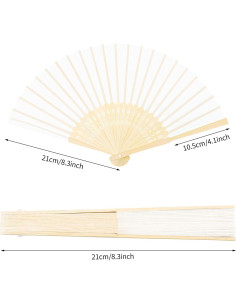 48 Abanicos Plegables Blancos URATOT de Seda y Bambú 2