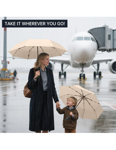 Paraguas Mini Plegable Trenovo Beige UV Impermeable 17.5cm