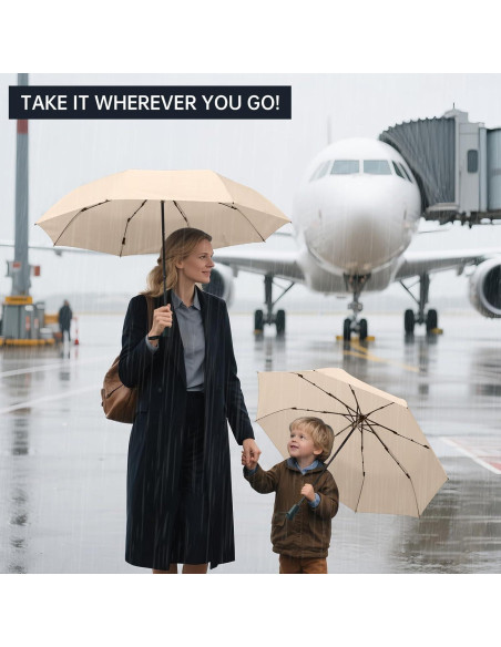 Paraguas Mini Plegable Trenovo Beige UV Impermeable 17.5cm