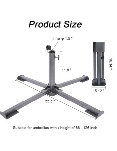 Soporte de Sombrilla de Patio Plegable YZZHAJ 85 cm Ajustable 2