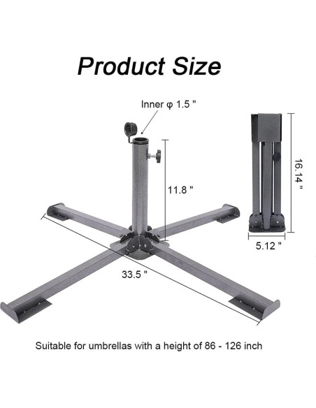Soporte de Sombrilla de Patio Plegable YZZHAJ 85 cm Ajustable