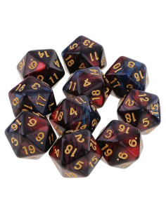 10 Dados D20 Acrílicos 20mm Yiotfandoll Rojo Azul RPG