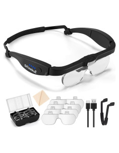 Lupa con Luz Dilzekui 1.5X a 5.0X Recargable con 4 Lentes