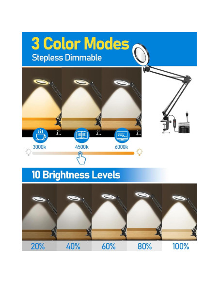 Lupa iluminada TANYO 10x con Luz LED y Brazo Flexible Lupa iluminada TANYO 10x con Luz LED y Brazo Flexible