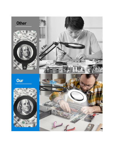 Lupa iluminada TANYO 10x con Luz LED y Brazo Flexible