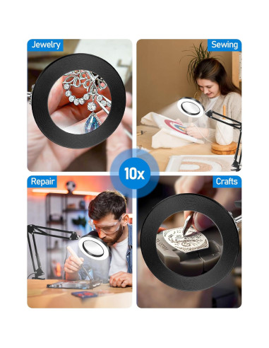 Lupa iluminada TANYO 10x con Luz LED y Brazo Flexible