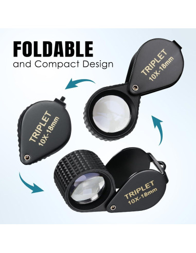 Lupa Mini Joyero JuviPerpric 20X Plegable con Lente de Vidrio