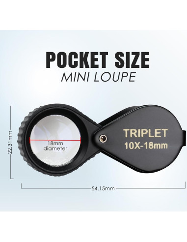 Lupa Mini Joyero JuviPerpric 20X Plegable con Lente de Vidrio
