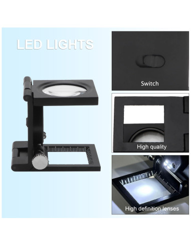 Lupa de Joyero Rongon 10X con Luz LED Plegable